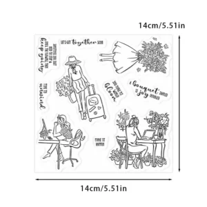 Sumflying Girls Work Travel Flowers Clear Stamps Girls Daily Life Clear Stamps 02