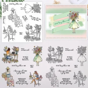 Sumflying Girls Work Travel Flowers Clear Stamps Girls Daily Life Clear Stamps 03