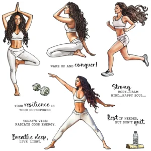 Girls Exercise Yoga Clear Stamps 00