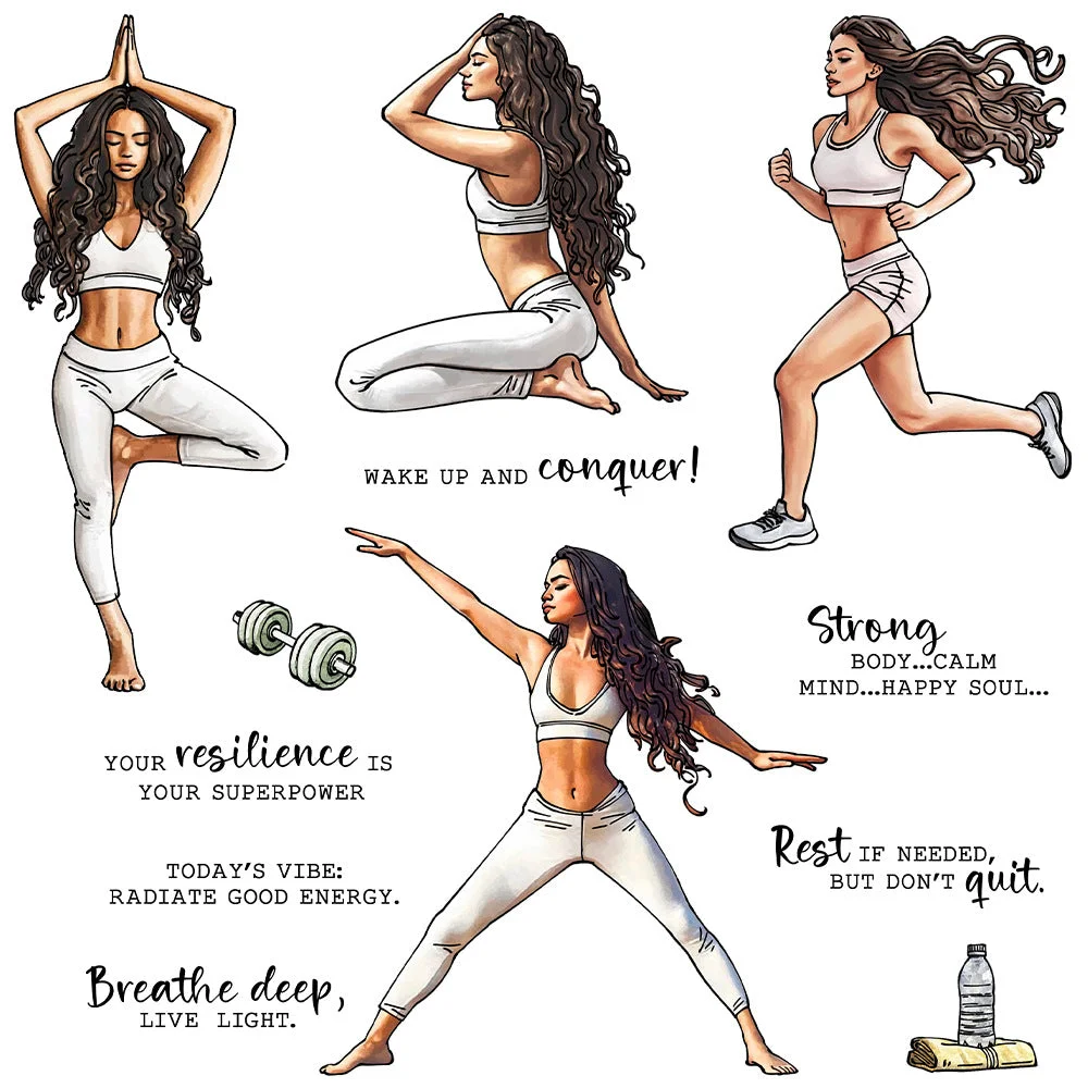 Girls Exercise Yoga Clear Stamps 00 Girls Exercise Yoga Clear Stamps 00