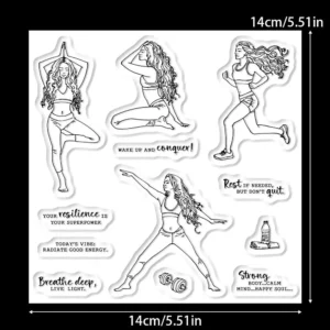Sumflying Girls Exercise Yoga Fitness Clear Stamps Girls Exercise Yoga Clear Stamps 02
