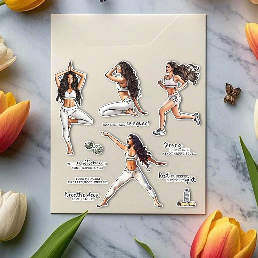 Girls Exercise Yoga Clear Stamps 06 Girls Exercise Yoga Clear Stamps 06