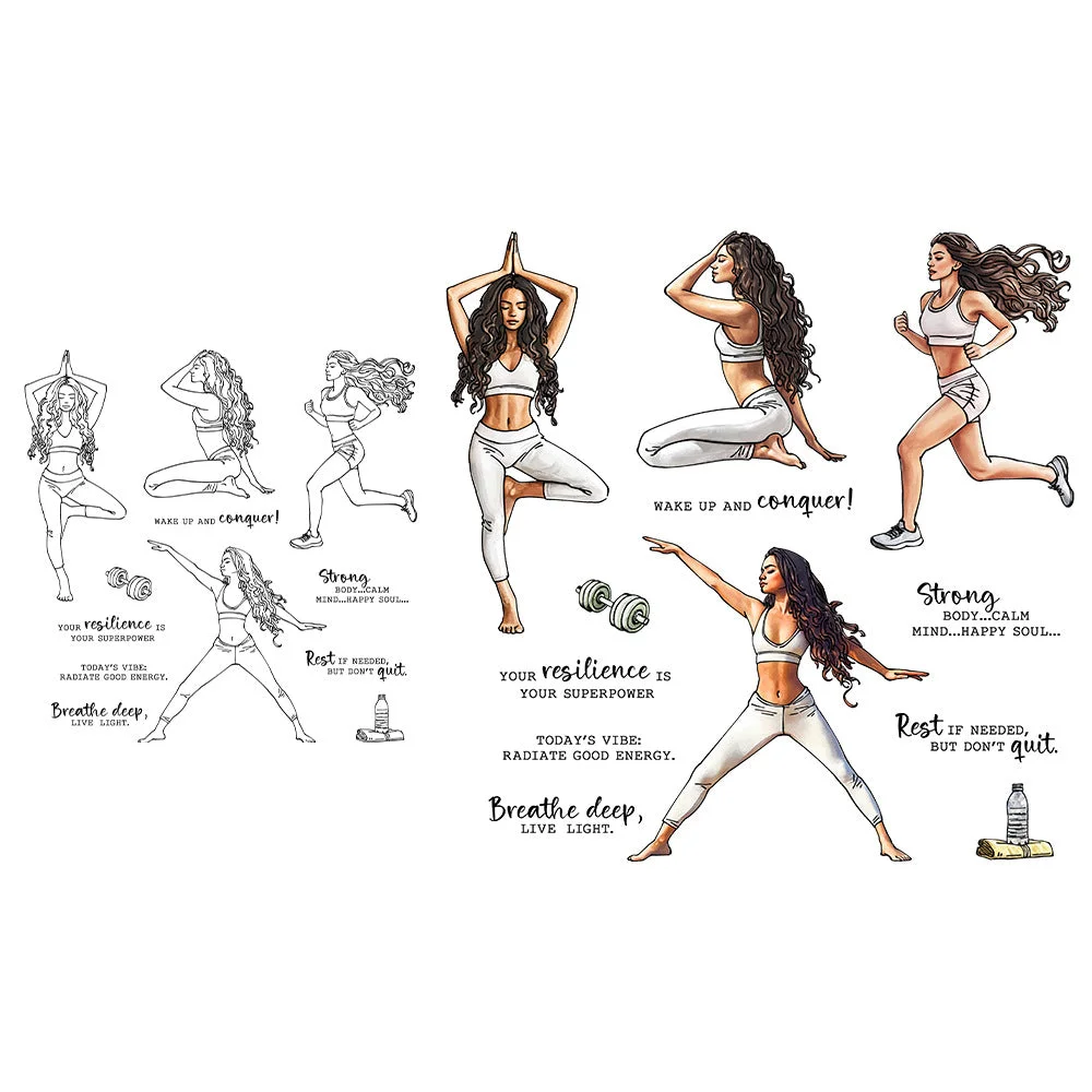 Girls Exercise Yoga Clear Stamps 07 Girls Exercise Yoga Clear Stamps 07