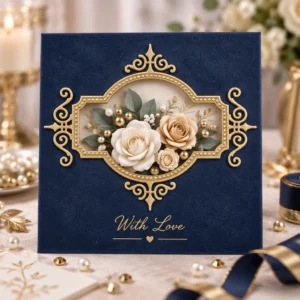 Sumflying Victorian Scroll Frame Metal Cutting Dies Gold Ornate Frame Navy Card Realistic 01