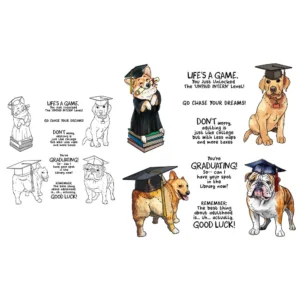 Sumflying Graduation Puppy Diploma Cap Clear Stamps Graduation Puppy Clear Stamps 06
