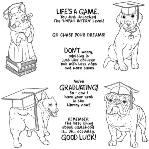 Sumflying Graduation Puppy Diploma Cap Clear Stamps Graduation Puppy Clear Stamps 07