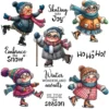 Grandma Skating In Winter Clear Stamps 00
