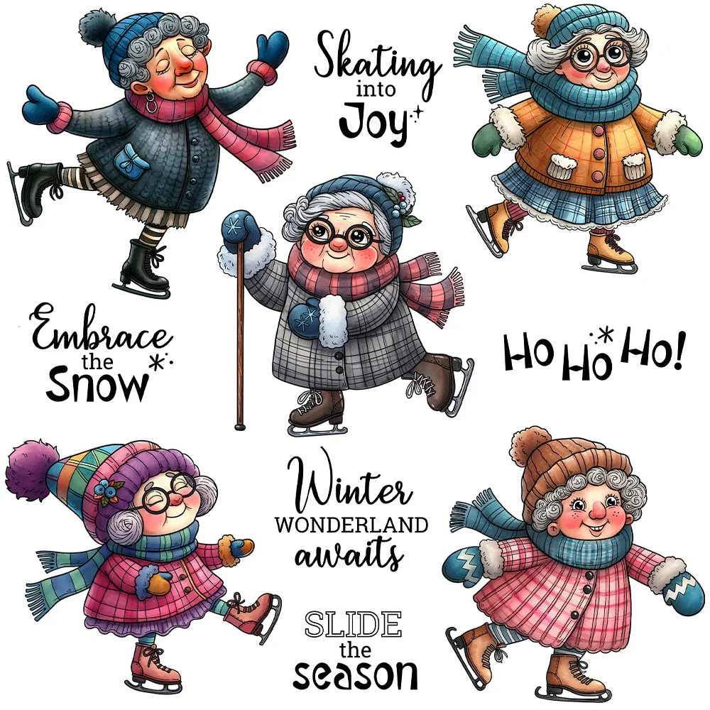 Grandma Skating In Winter Clear Stamps 00 Grandma Skating In Winter Clear Stamps 00