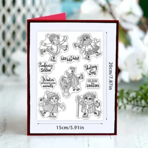 Sumflying Grandma Skating Winter Ice Clear Stamps Grandma Skating In Winter Clear Stamps 02
