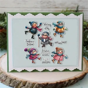 Sumflying Grandma Skating Winter Ice Clear Stamps Grandma Skating In Winter Clear Stamps 03