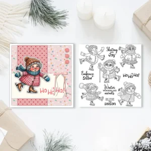 Sumflying Grandma Skating Winter Ice Clear Stamps Grandma Skating In Winter Clear Stamps 04