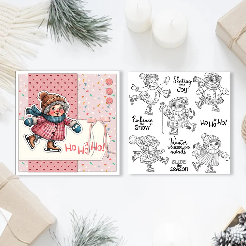 Grandma Skating In Winter Clear Stamps 04 Grandma Skating In Winter Clear Stamps 04