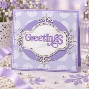 Greetings Purple Silver Card Realistic 01