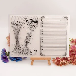 Guitar Tab Notebook Manuscript Stamp Set - detail view | clear stamp