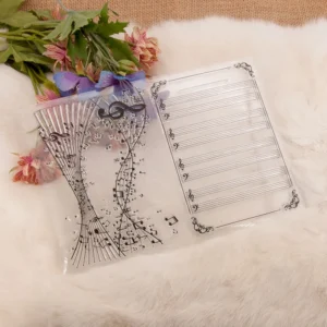 Guitar Tab Notebook Manuscript Stamp Set - size chart | clear stamp