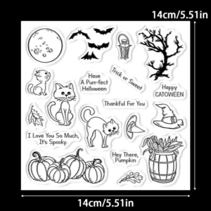 Sumflying Halloween Cat Witch Clear Stamps Halloween Cat Clear Stamps 02