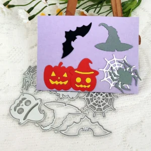 Halloween Pumpkin Bat Spider Metal Cutting Dies Usage View - 240-DC-3241