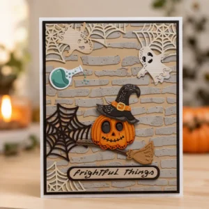 Halloween Witch Pumpkin Card Realistic 01