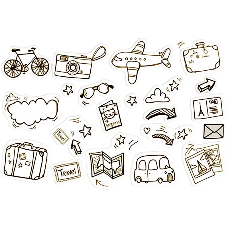 Black & White Cartoon Traveling Graffiti Sticker Black & White Cartoon Traveling Graffiti Sticker