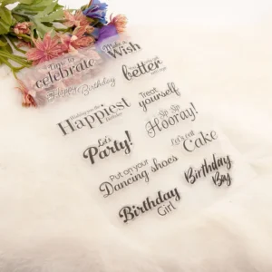 Happiest Party Wish Stamp Set - size chart | clear stamp