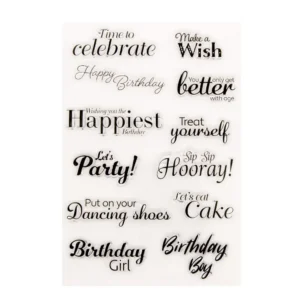 Happiest Party Wish Stamp Set - packaging photo | clear stamp