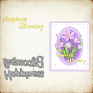 Happiness Blooming Words Metal Cutting Dies 00