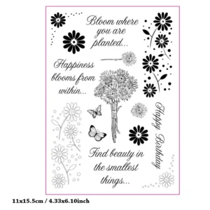 Happiness Flower Clear Stamp Set - detail view | clear stamp