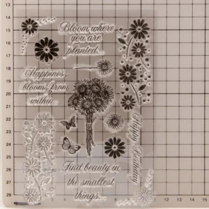 Happiness Flower Clear Stamp Set - size chart | clear stamp