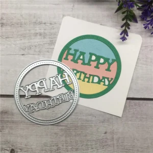 Sumflying Happy Birthday Circle Frame Metal Die Cuts - metal cutting die for scrapbooking and card making
