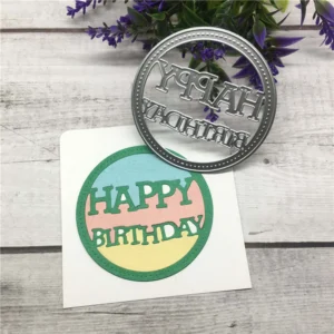 Sumflying Happy Birthday Circle Frame Metal Die Cuts - metal cutting die for scrapbooking and card making