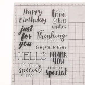 Happy Birthday Hello Stamp Set - detail view | clear stamp