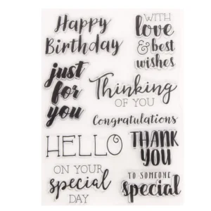 Happy Birthday Hello Stamp Set - packaging photo | clear stamp