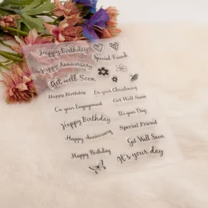 Happy Birthday Letter Stamp Set - size chart | clear stamp