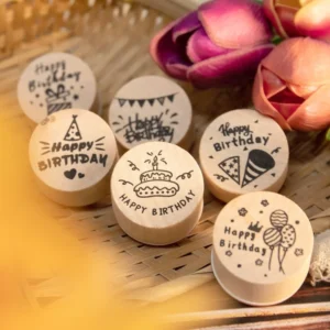Sumflying Happy Birthday Wooden Rubber Stamp Set - image 1