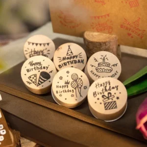 Sumflying Happy Birthday Wooden Rubber Stamp Set - image 2