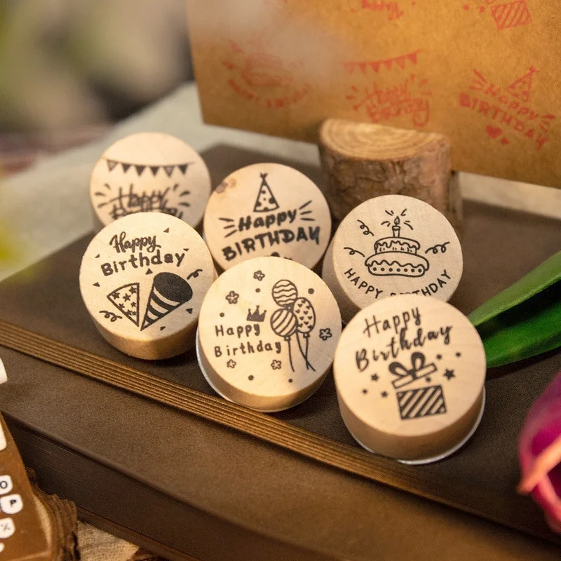 Sumflying Happy Birthday Wooden Rubber Stamp Set - image 2 Sumflying Happy Birthday Wooden Rubber Stamp Set - image 2