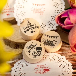 Happy Birthday Wooden Rubber Stamp Set Sumflying Happy Birthday Wooden Rubber Stamp Set - image 3