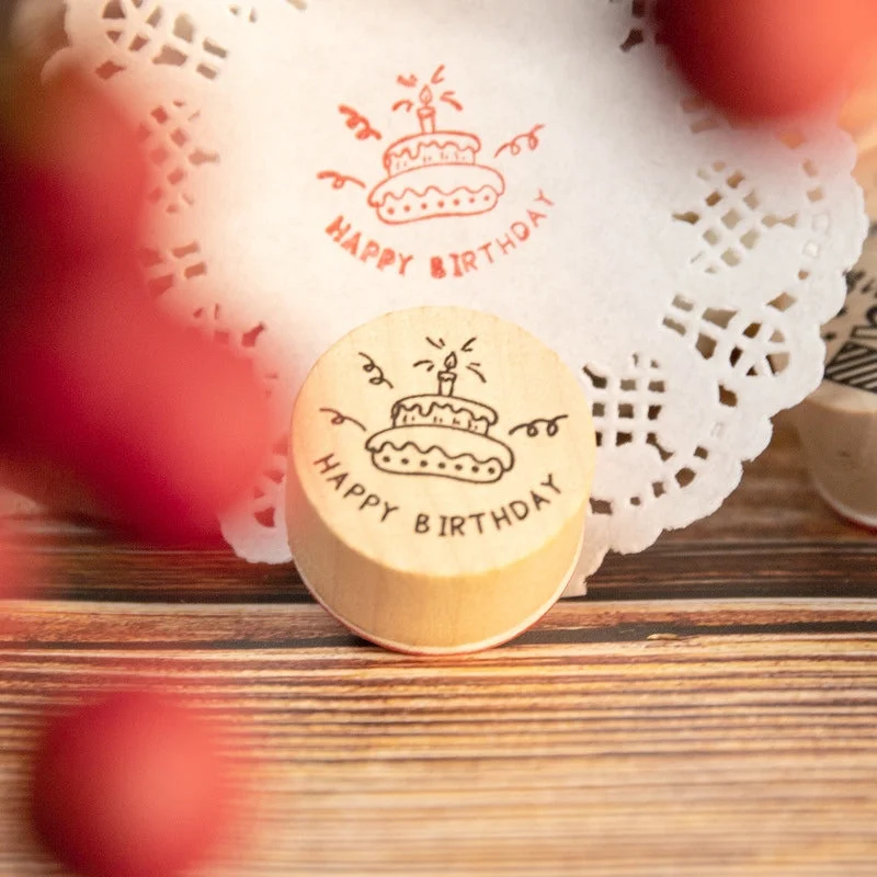 Sumflying Happy Birthday Wooden Rubber Stamp Set - image 4 Sumflying Happy Birthday Wooden Rubber Stamp Set - image 4
