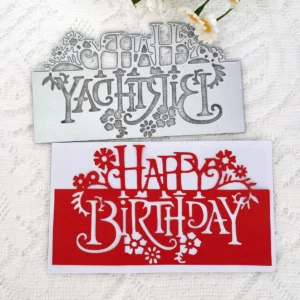 Happy Birthday Words Edge Metal Cutting Dies Side View - 240-DC-2260