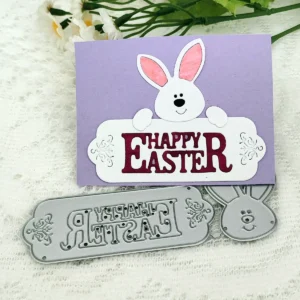 Happy Easter Bunny Metal Cutting Dies - metal cutting die for scrapbooking and card making – see size chart for dimensions