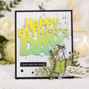 Happy Fathers Day Bunny Gift Box Card Realistic 01