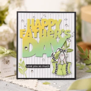 Happy Fathers Day Bunny Gift Box Card Realistic 02