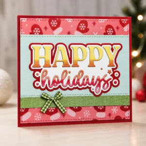 Happy Holidays Mittens Card Realistic 02
