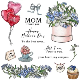 Sumflying Happy Mothers Day Flowers Bouquet Clear Stamps