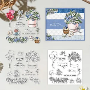 Happy Mothers Day Flowers Clear Stamps 01