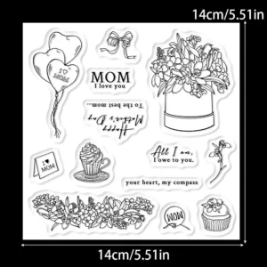 Happy Mothers Day Flowers Clear Stamps 02