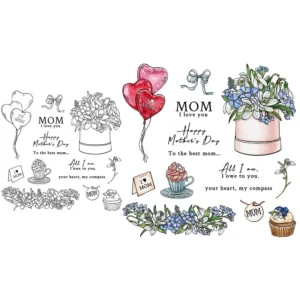 Happy Mothers Day Flowers Clear Stamps 03