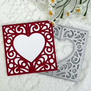 Sumflying Heart Lace Rectangle Metal Cutting Dies – see size chart for dimensions – carbon steel die for scrapbooking