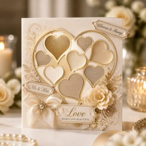 Heart Nested Card Champagne