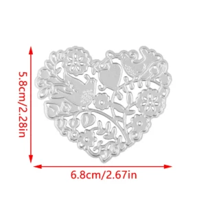 Size reference chart for Sumflying Heart-shaped with flower bird Metal Cutting Dies metal cutting dies